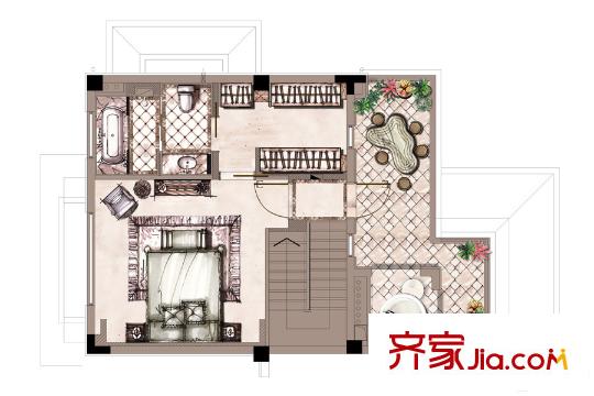 雅居乐星爵别墅21号楼+T型三层户型图 4室2厅4卫1厨