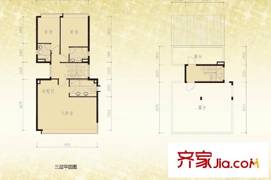 泷湾B2N型平面图 6室3厅5卫1厨