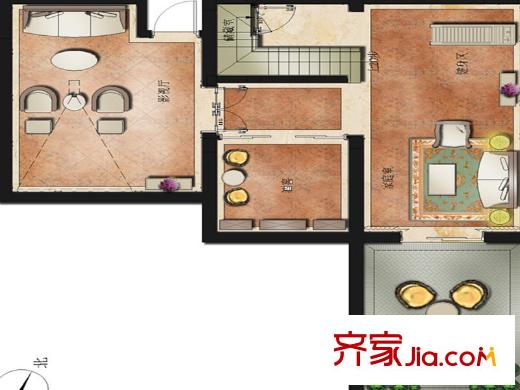 仁和都市花園花園洋房B戶(hù)型地下室4室2廳2衛(wèi)1廚約66平方米 4室2廳2衛(wèi)1廚