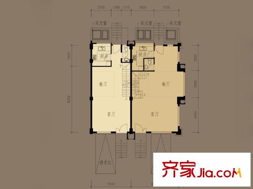 御沁園AN/AＮ1一層平面圖 4室2廳2衛(wèi)1廚