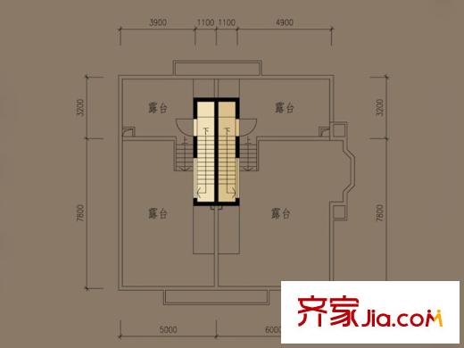 御沁園AN/AＮ1頂層平面圖 4室2廳2衛(wèi)1廚