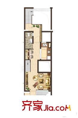 紫菁庭別墅二層戶型圖 2室3廳2衛(wèi)1廚
