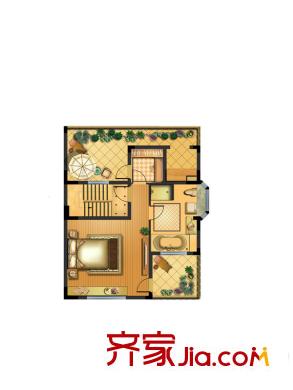 三盛松江颐景园别墅B2户型三层平面图 4室2厅4卫1厨