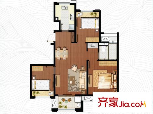 象屿品城B2户型 3室2厅1卫1厨