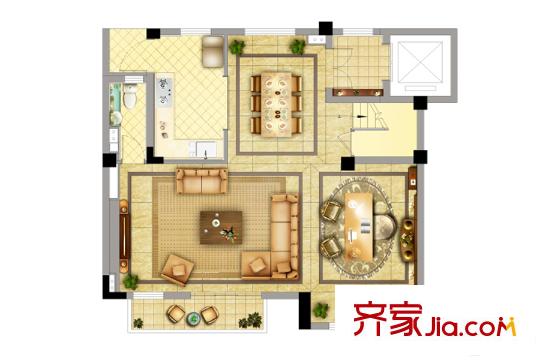 陽光城麗景灣上疊一樓 1室2廳1衛(wèi)1廚