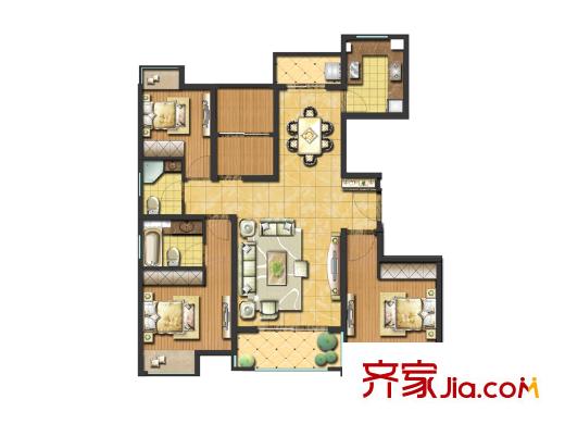 鑫苑世家G1戶型圖 4室2廳2衛(wèi)1廚