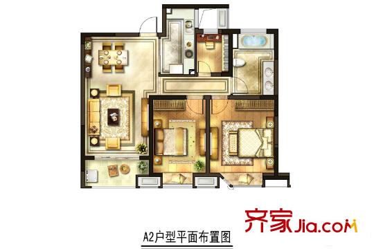 綠洲康城親水灣雅頌A2戶型 3室2廳1衛(wèi)1廚