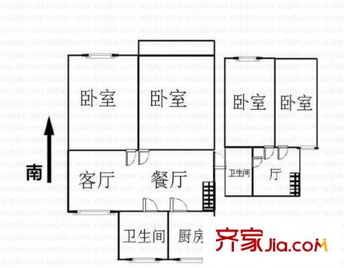 周康四村 3室 戶型圖