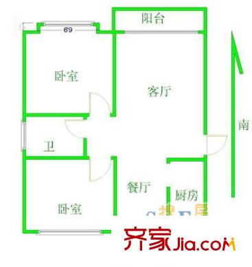 上海 雙秀西園2室 戶型圖