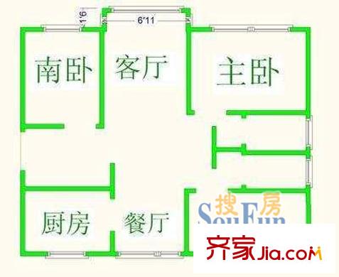 上海 雙秀西園3室 戶型圖