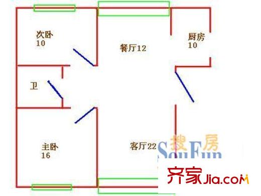 陽光城市家園戶型圖戶型圖 2室2廳1衛(wèi)1廚