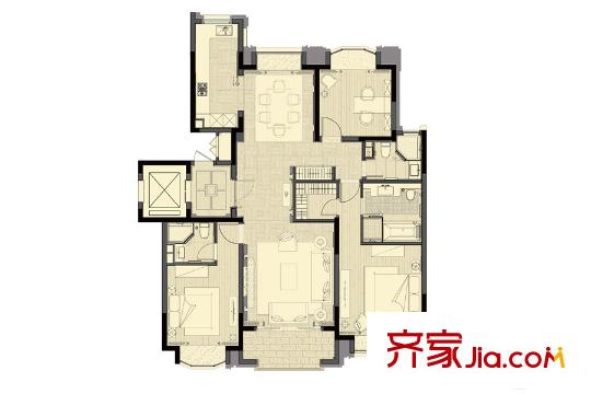 宝华紫薇花园D户型 3室2厅1厨
