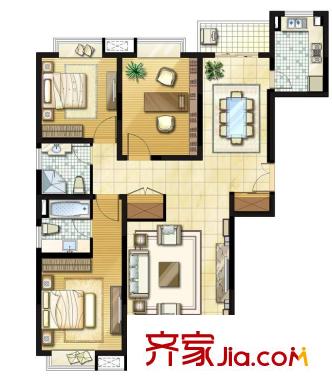 御景華庭戶型圖A戶型 3室2廳2衛(wèi)1廚