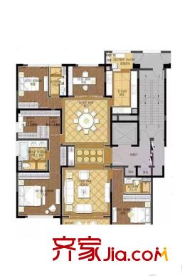 九龍倉濱江壹十八A戶型 3室2廳3衛(wèi)1廚