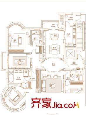 綠洲康城金邸C戶型 4室2廳3衛(wèi)2廚