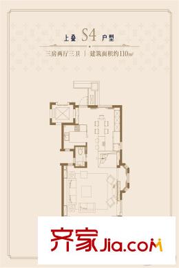 当代万国府MOMAS4上叠首层户型图 3室2厅3卫1厨
