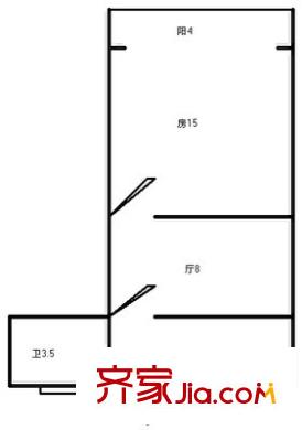 六里二村 1室 戶型圖
