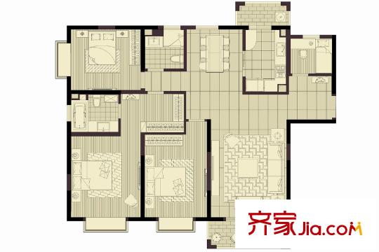 古北名都城三期三房边套160平米 3室2厅2卫1厨