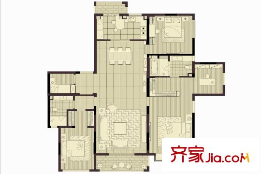 古北名都城三期四房217平米 4室2厅2卫1厨
