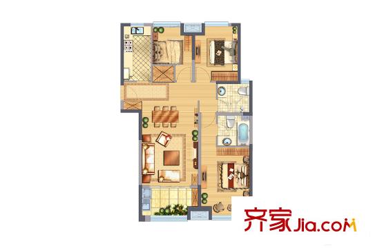 中駿柏景灣A戶型 3室2廳2衛(wèi)1廚