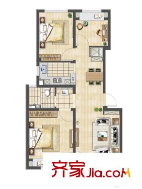 朗詩里程戶型圖 3室2廳1衛(wèi)1廚
