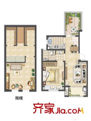 朗詩里程戶型圖 1室2廳1衛(wèi)1廚