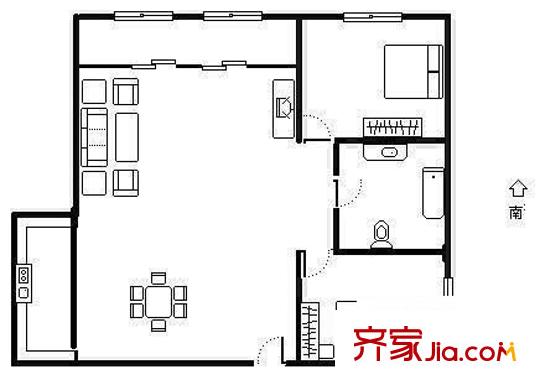 逸流公寓 2室 户型图