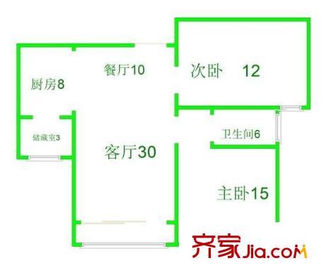 逸流公寓 2室 户型图