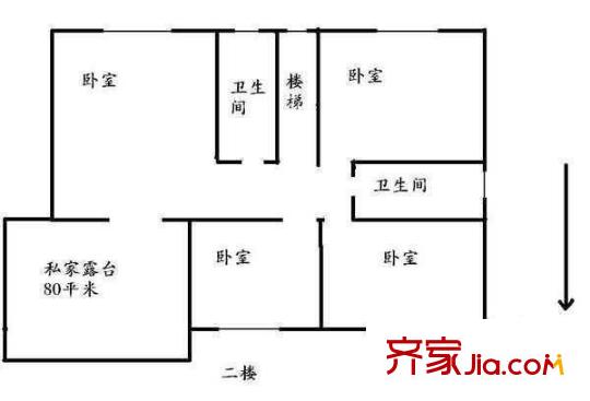 逸流公寓 5室 户型图