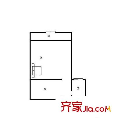 濰坊四村 1室 戶型圖