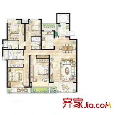 界龍花苑戶型圖戶型圖 4室2廳2衛(wèi)1廚