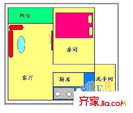 香楠小區(qū) 1室 戶型圖