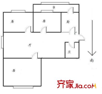 香楠小區(qū)戶型圖戶型圖 3室1廳1衛(wèi)1廚