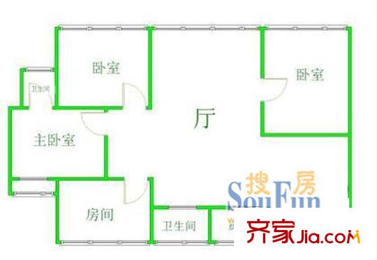大華錦繡華城第1街區(qū)戶型圖上海 艾南花苑 戶型圖 3室2廳2衛(wèi)1廚