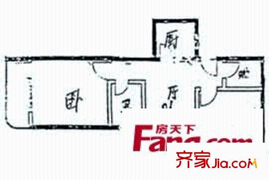 羅繡公寓戶(hù)型圖2室1廳1衛(wèi)1廚