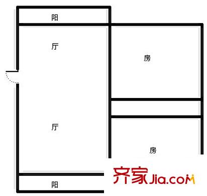 秀康新城康橋?qū)氎粜蛨D戶型圖 2室2廳1衛(wèi)1廚
