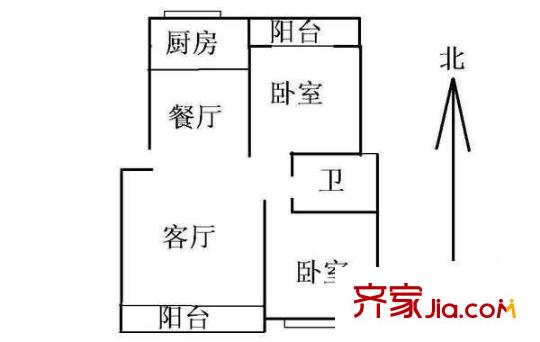 秀康新城康橋?qū)氎粜蛨D戶型圖 3室1廳1衛(wèi)1廚