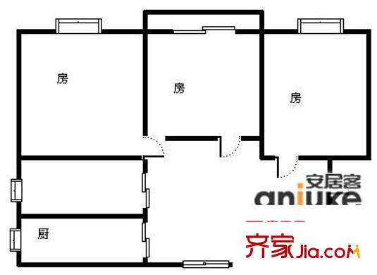 秀康新城康橋?qū)氎粜蛨D戶型圖 3室2廳1衛(wèi)1廚