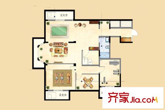 恒大帝景G6户型281平四房 4室3厅4卫1厨