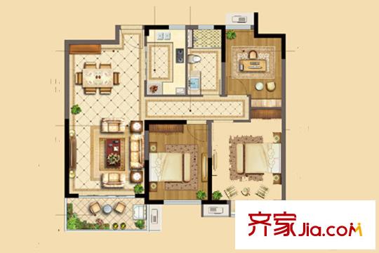 恒大帝景G户型104-108平三房 3室2厅1卫