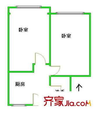 濰坊十村戶型圖戶型圖 2室1廳1衛(wèi)1廚