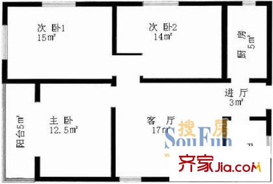 上海 申良花园3室 户型图