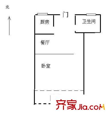 巴黎时尚户型图户型图 1室1厅1卫1厨