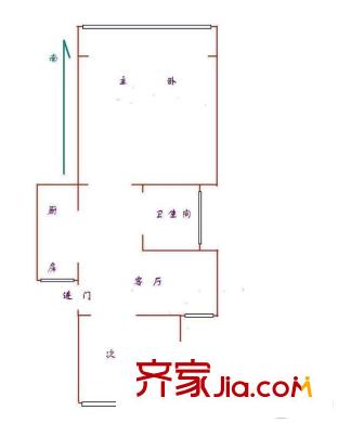 羅山一村戶型圖戶型圖 2室1廳1衛(wèi)1廚