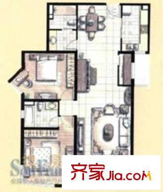 虹桥府邸户型图户型图 2室2厅2卫1厨