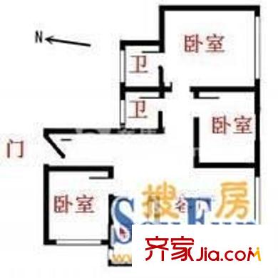 利星国际广场 3室 户型图
