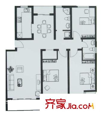 祥和公寓户型图 户型图 3室2厅2卫1厨
