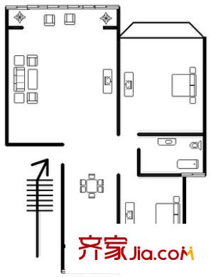 新世紀(jì)花苑二期 2室 戶型圖