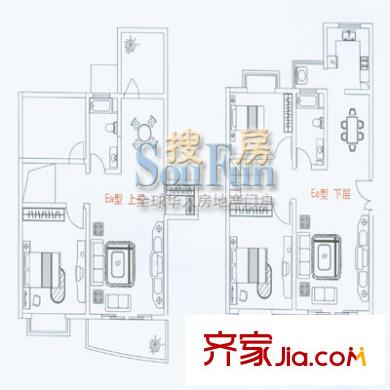 宝业馨康苑户型图3室4厅2卫1厨