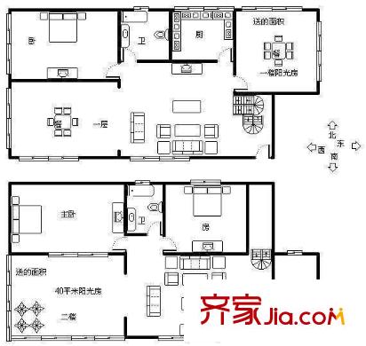 豫景公寓 4室 户型图